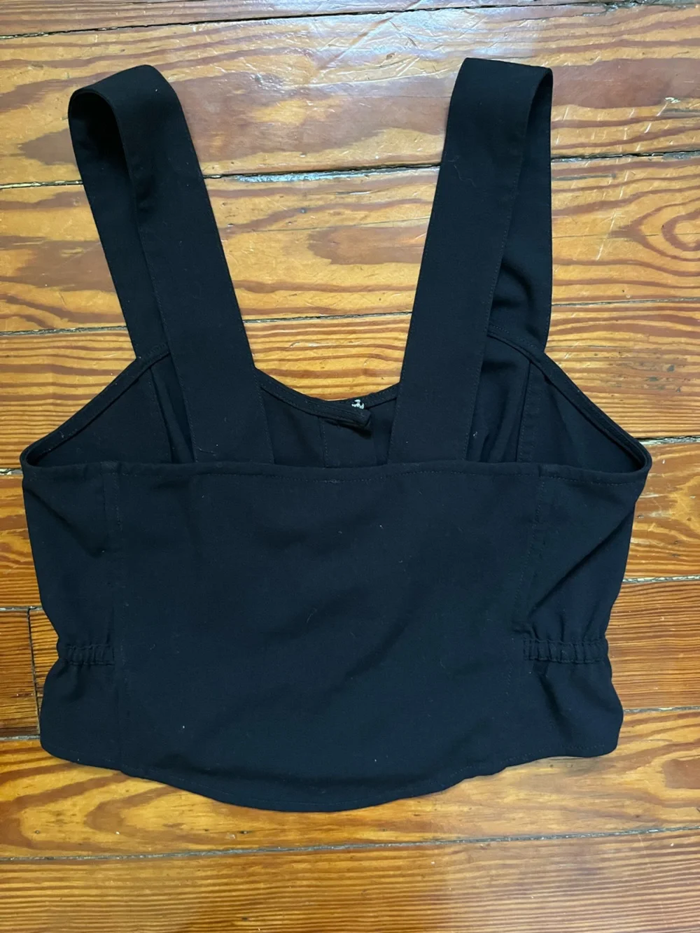 Free People Black Corset Button-Front Crop Top